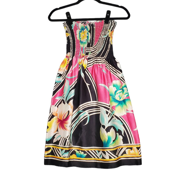 Cache Dresses & Skirts - Cache Silk Floral Strapless Tube Smocked Dress Size XS